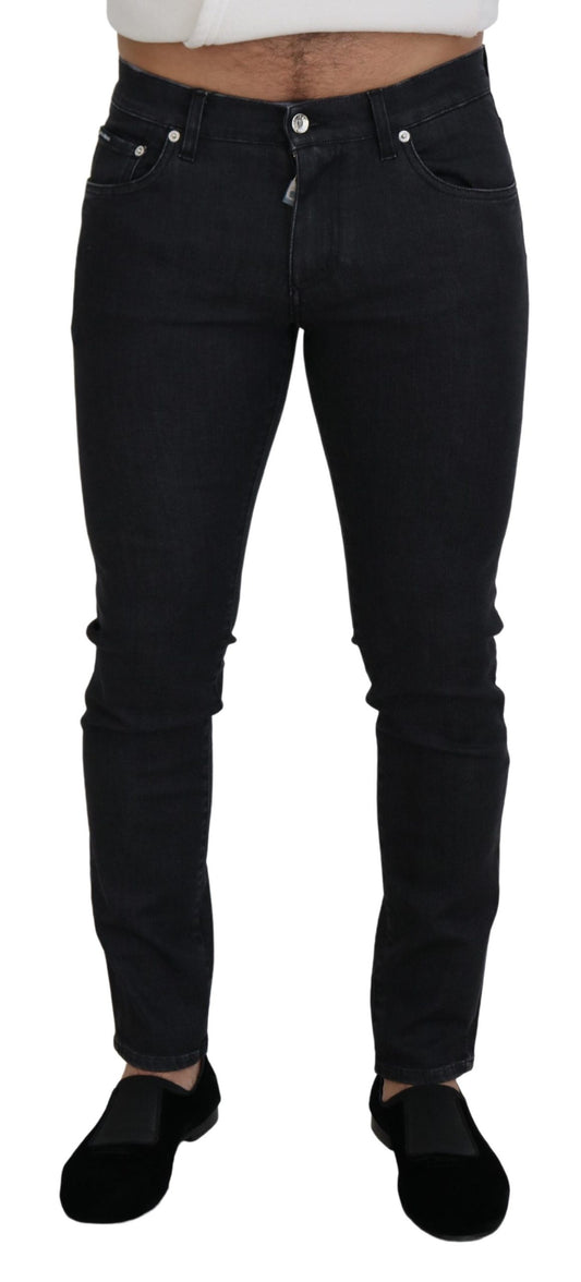 Black Cotton Casual Skinny Men Denim Jeans