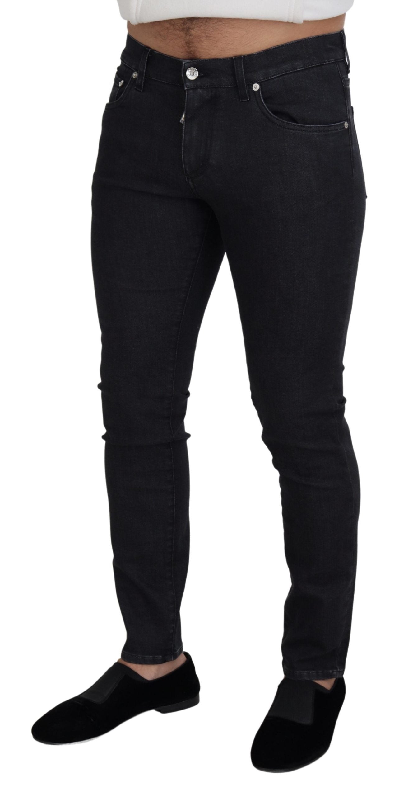 Black Cotton Casual Skinny Men Denim Jeans