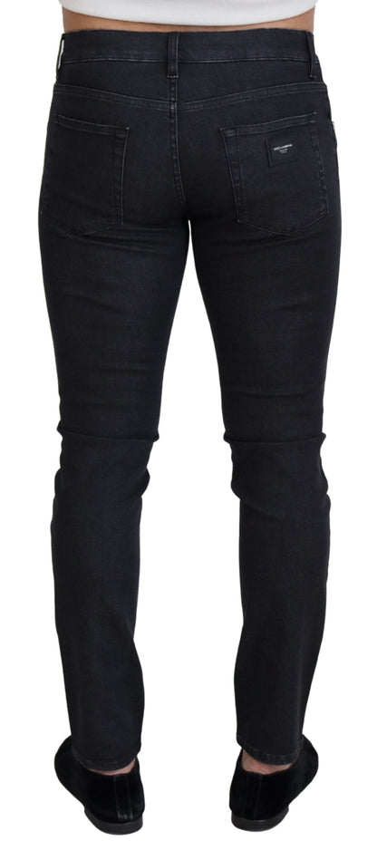 Black Cotton Casual Skinny Men Denim Jeans
