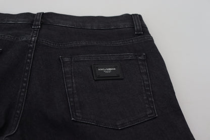 Black Cotton Casual Skinny Men Denim Jeans