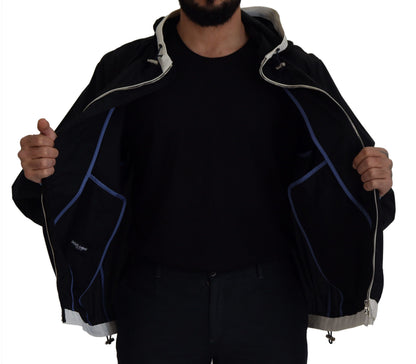Black Cotton Hooded Full Zip Men Jacket