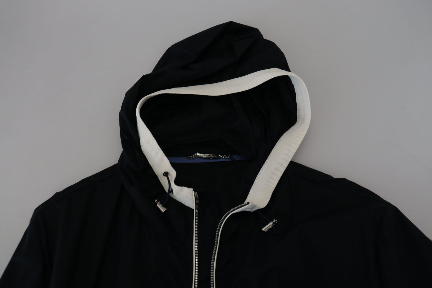 Black Cotton Hooded Full Zip Men Jacket
