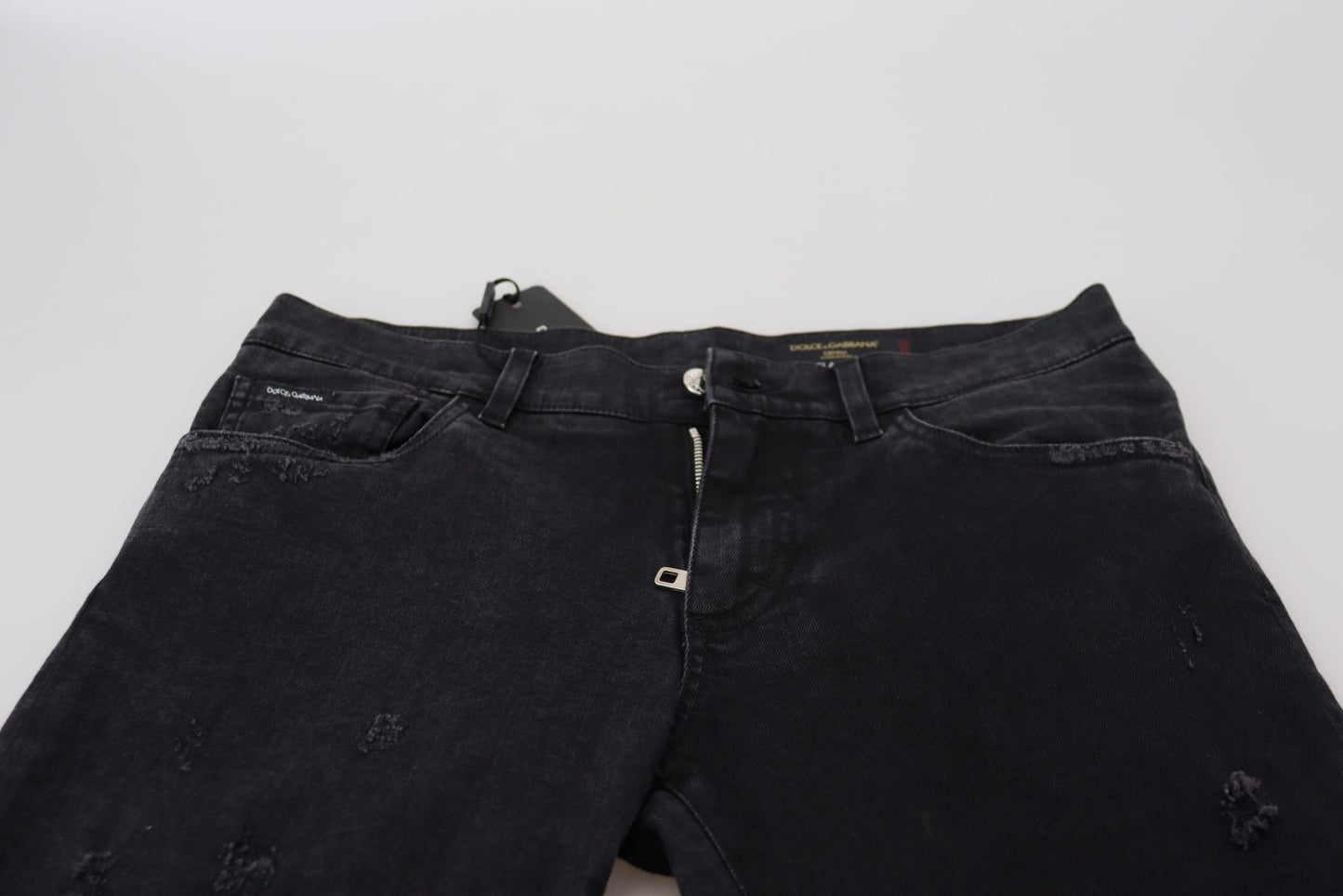Black Cotton Tattered Casual Denim Jeans
