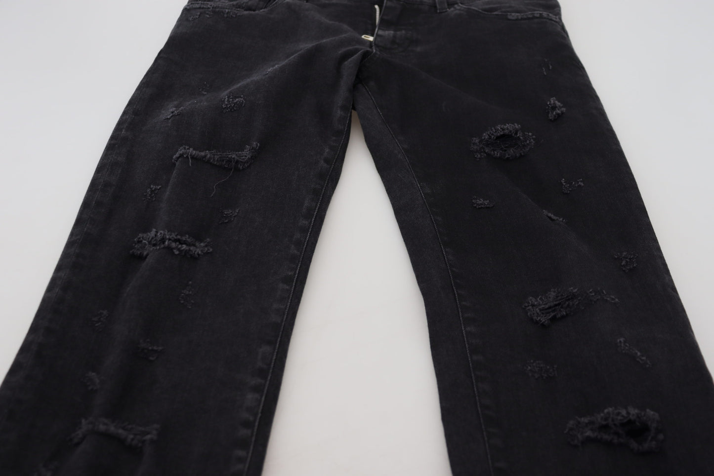 Black Cotton Tattered Casual Denim Jeans