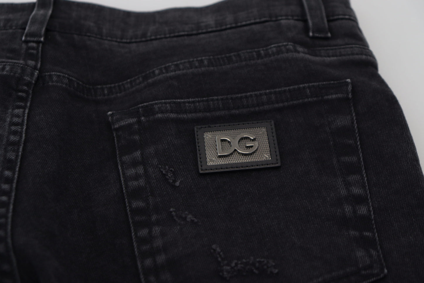 Black Cotton Tattered Casual Denim Jeans