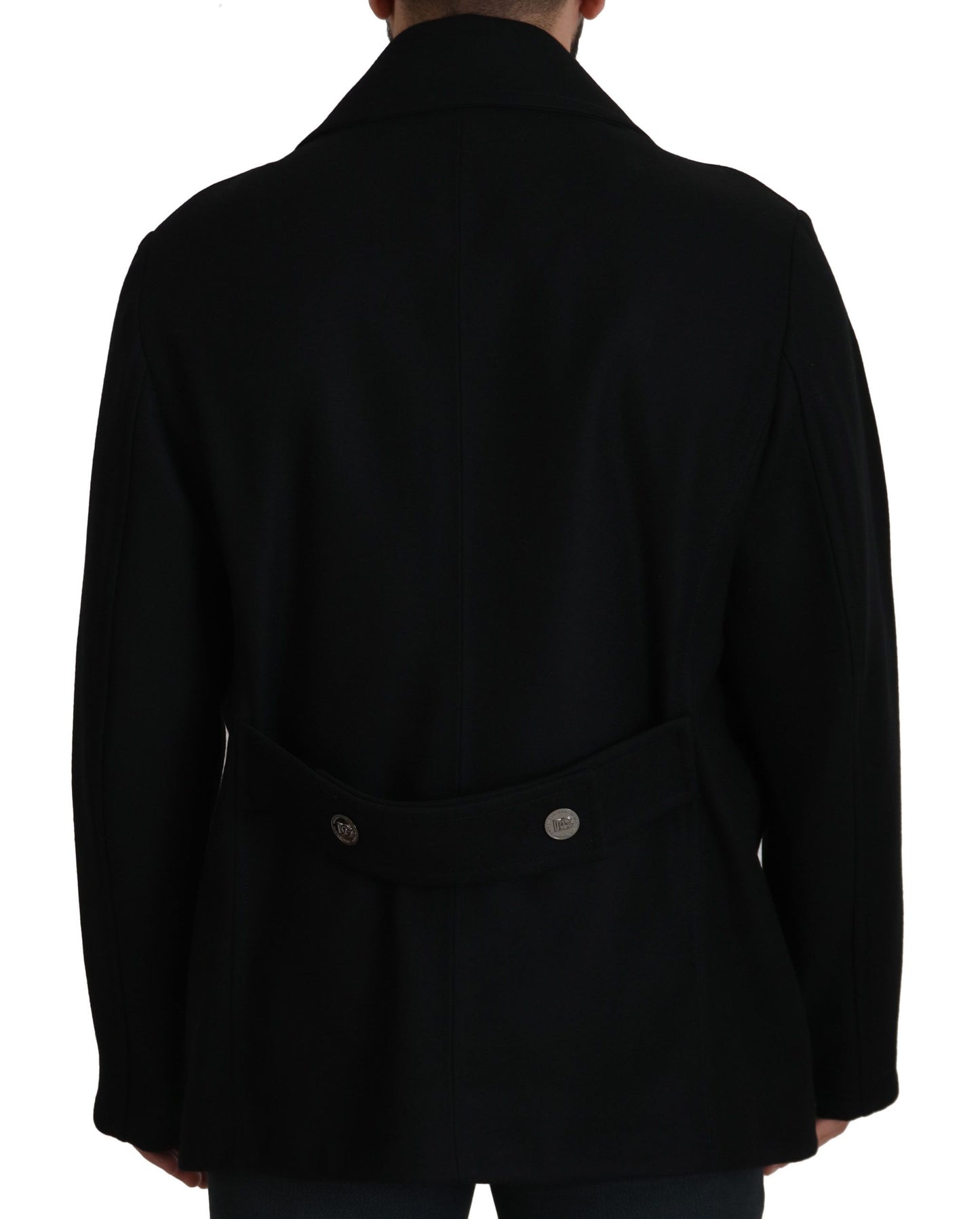 Black Wool Trench Overcoat Jacket