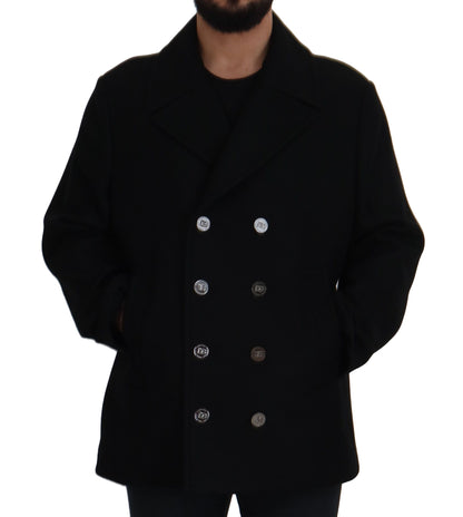 Black Wool Trench Overcoat Jacket