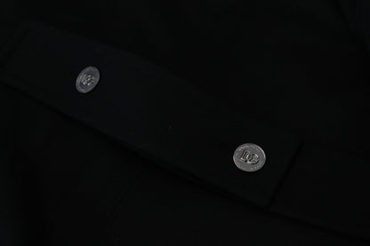 Black Wool Trench Overcoat Jacket