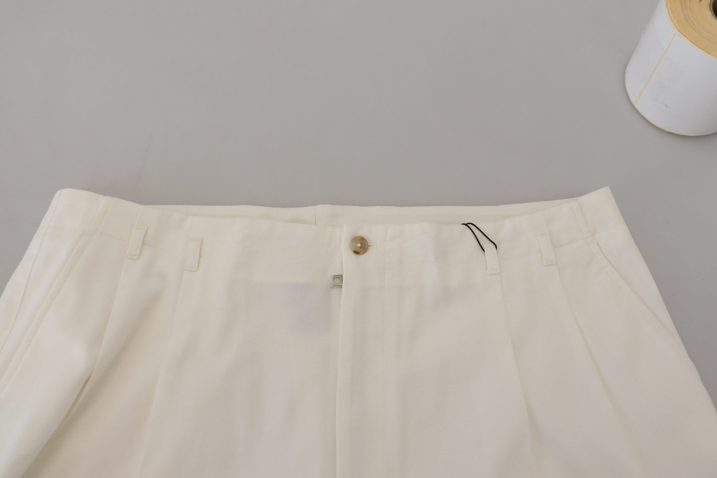 White Cotton Bermuda Casual Shorts
