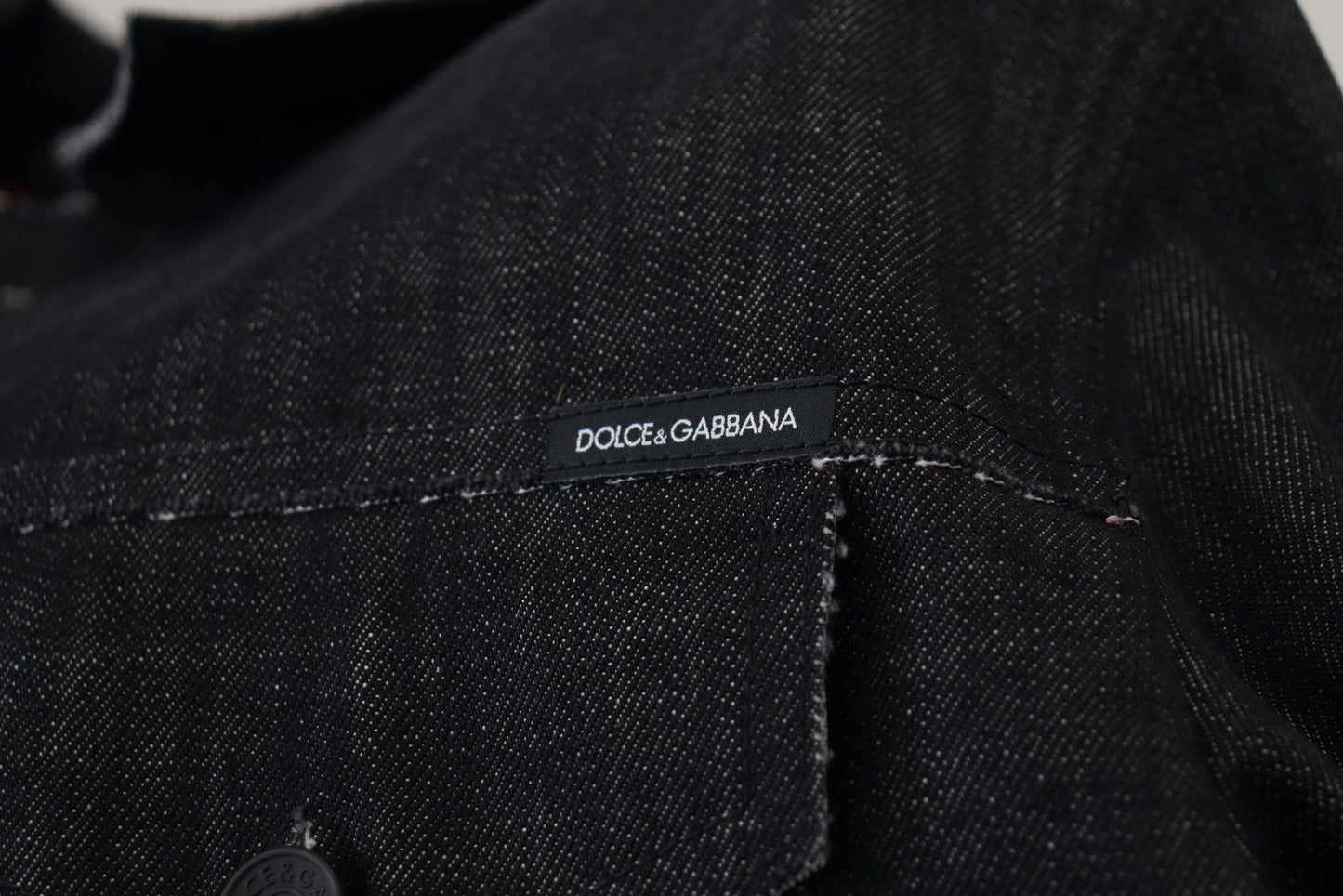 Black Cotton Full Button Denim Jacket