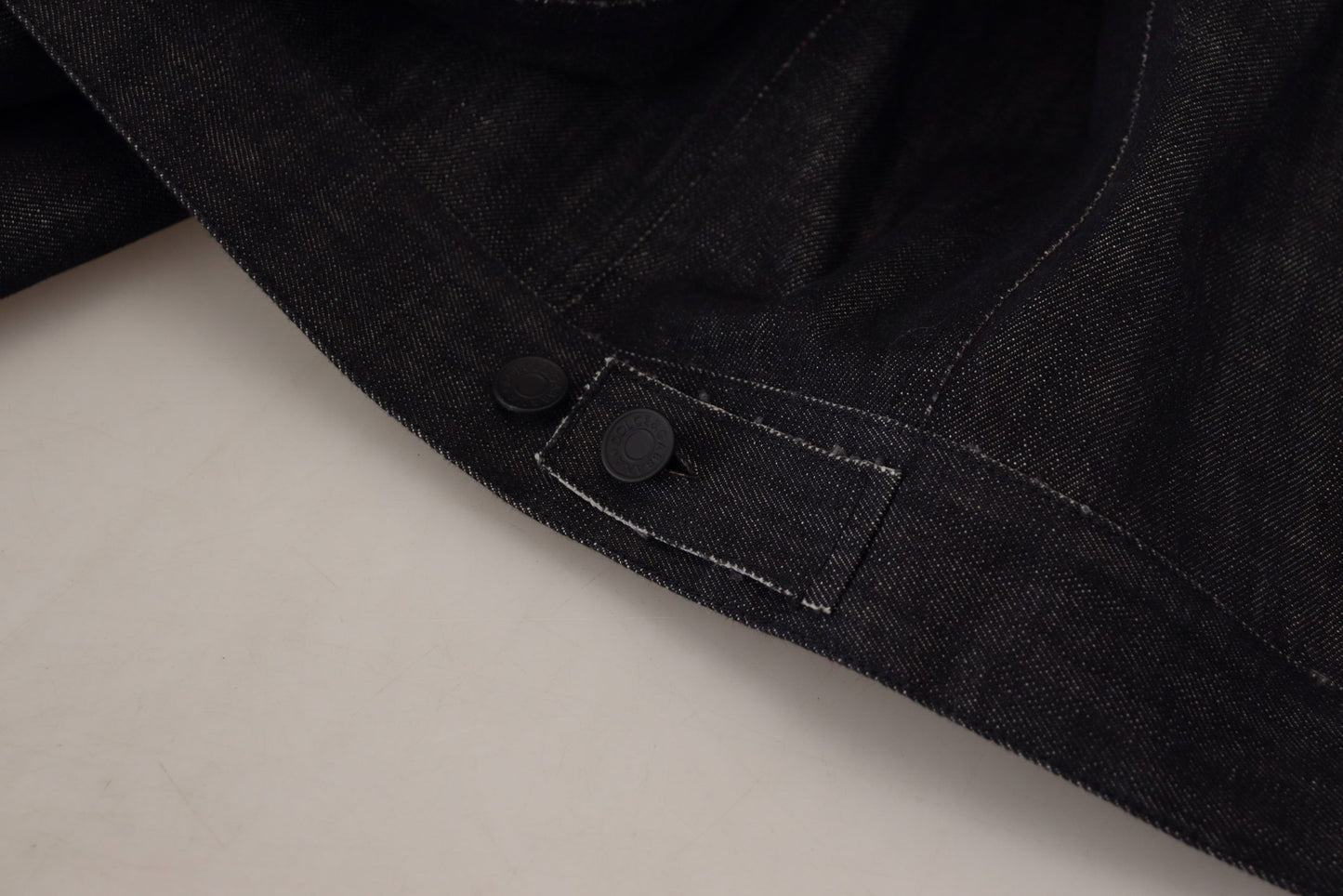Black Cotton Full Button Denim Jacket