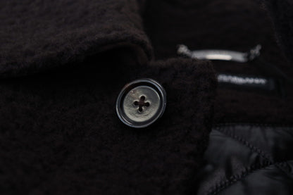 Black Alpaca Button Down Trench Coat Jacket