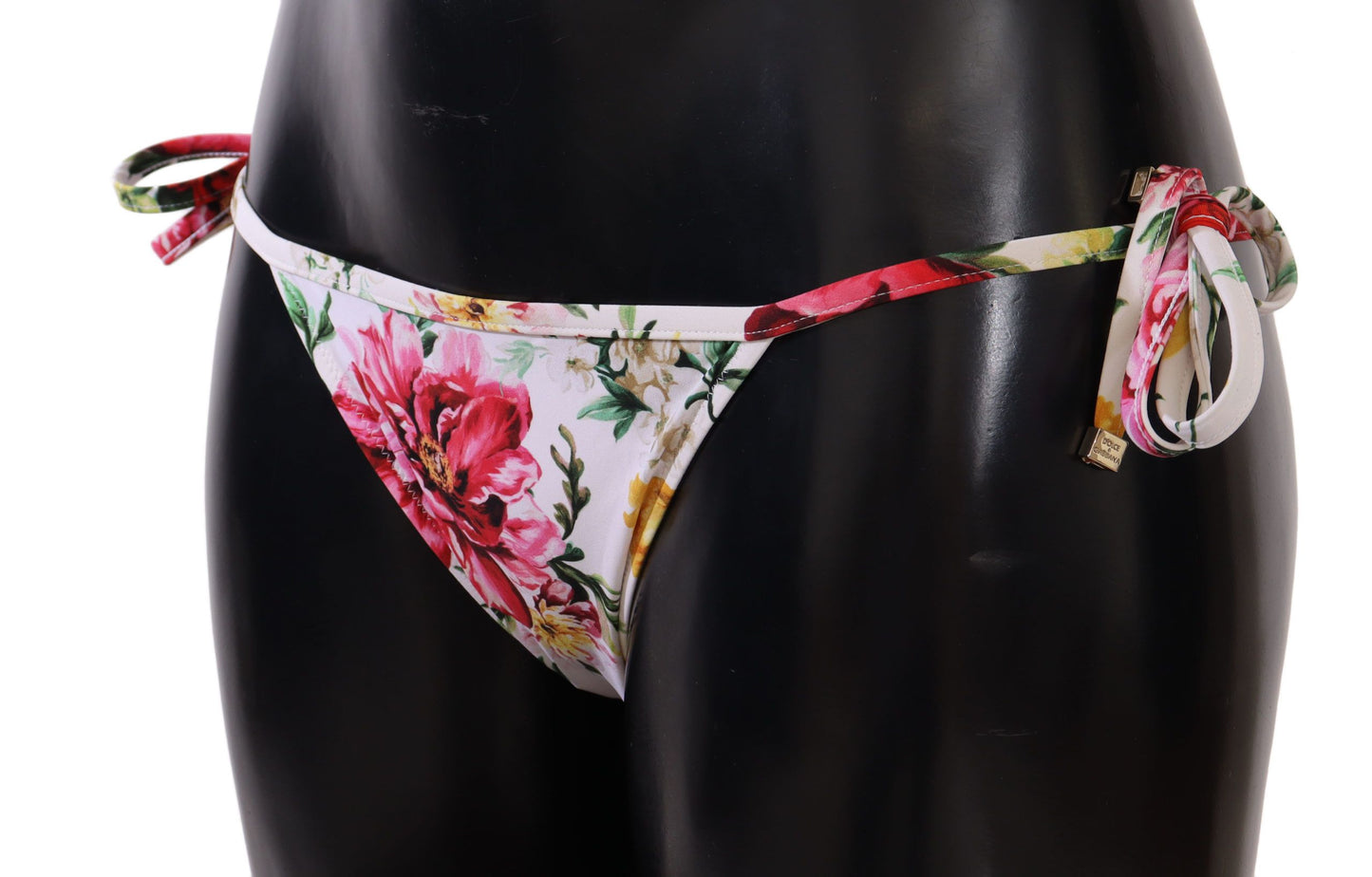 White Floral Print Bikini Bottom Swimwear