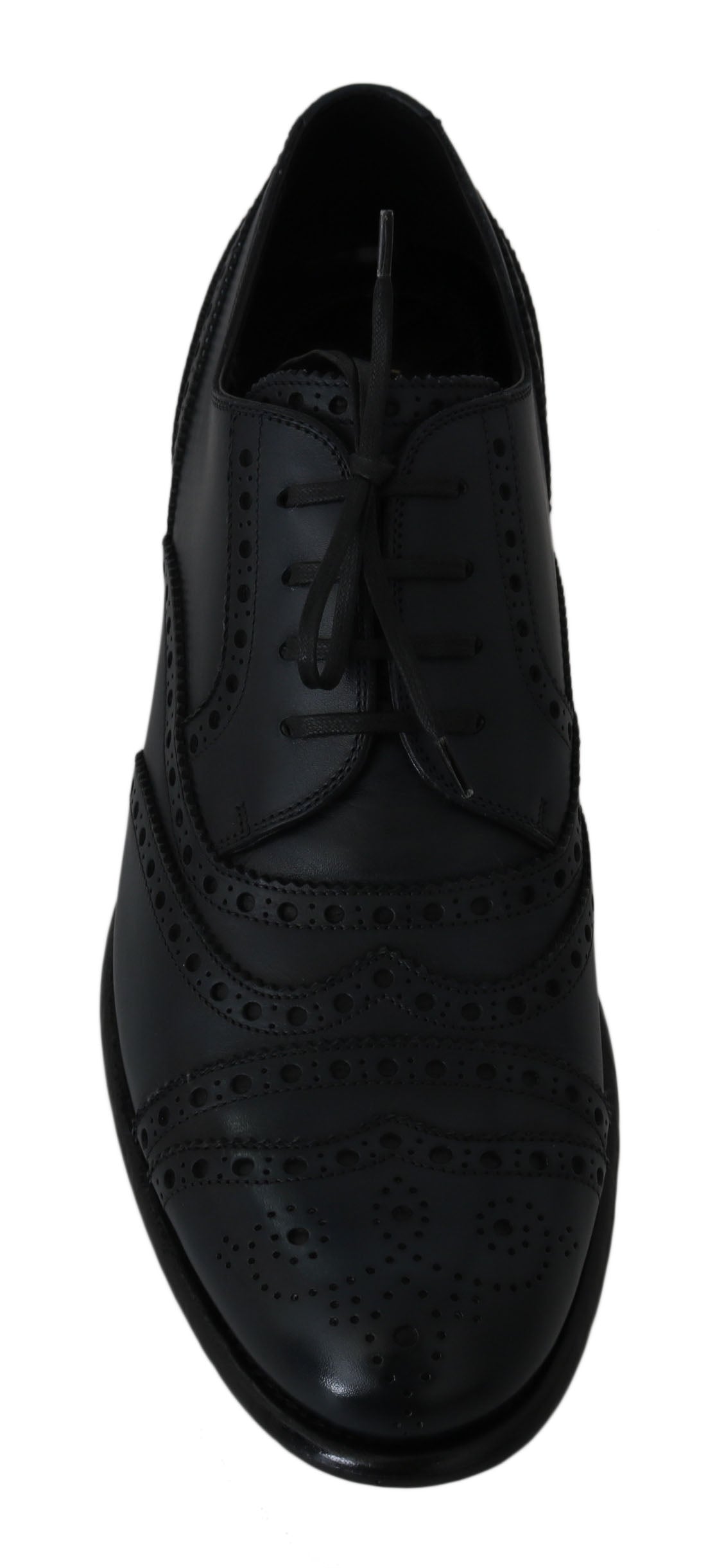 Dark Blue Leather Wingtip Oxford Dress Shoes