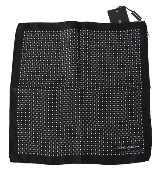 Black Dotted Square Bandana Handkerchief Silk