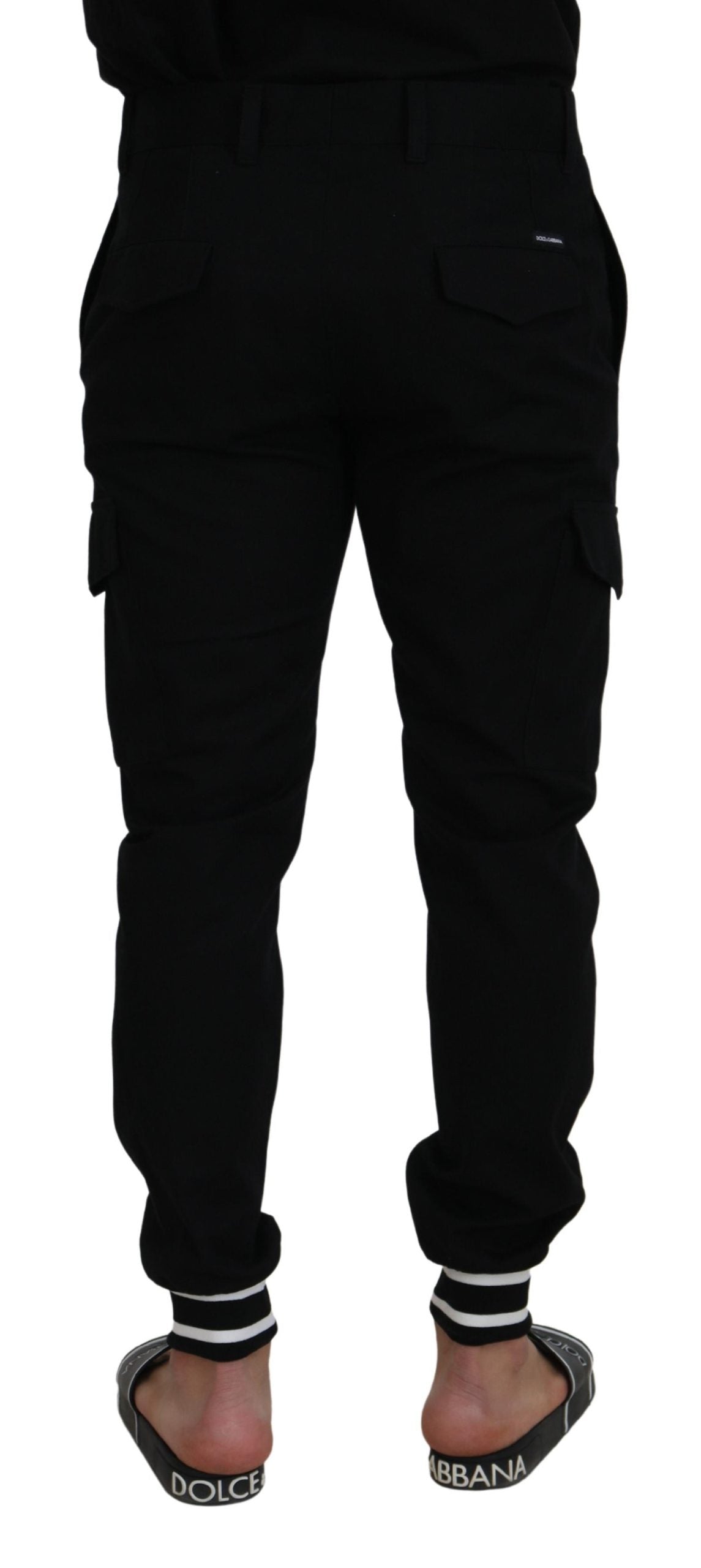 Black Cotton Jogger Cargo Pants