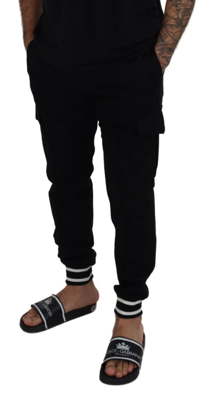 Black Cotton Jogger Cargo Pants