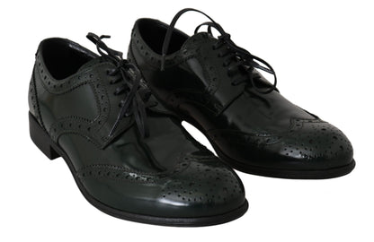 Green Leather Broque Oxford Wingtip Shoes