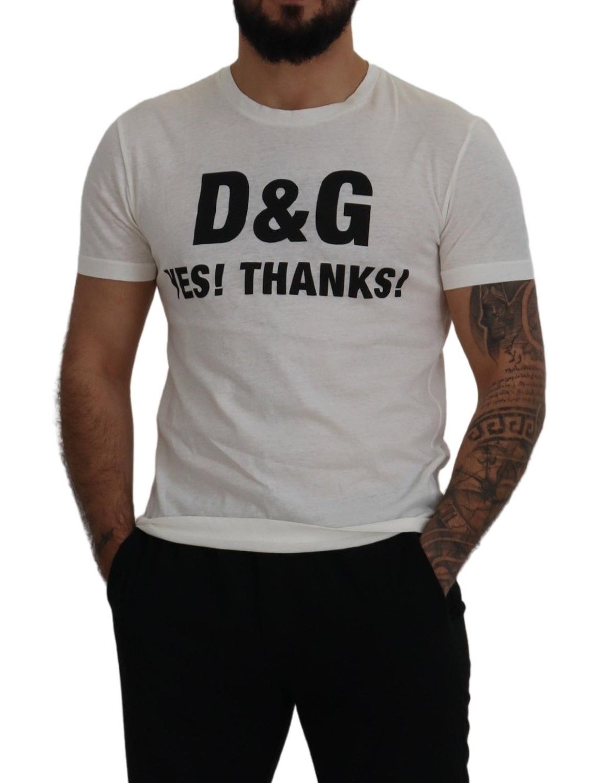 White D&G YES! THANKS! Tee Cotton T-shirt