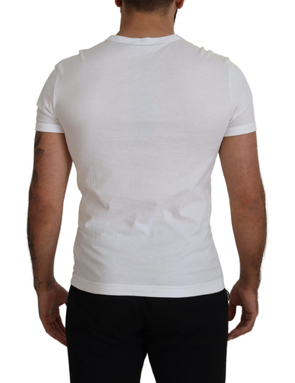 White Crown Bee Embroidered Crewneck T-shirt