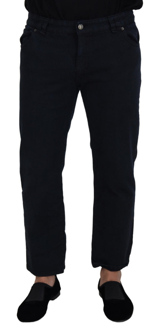 Black Cotton Back Buckle Casual Denim Jeans