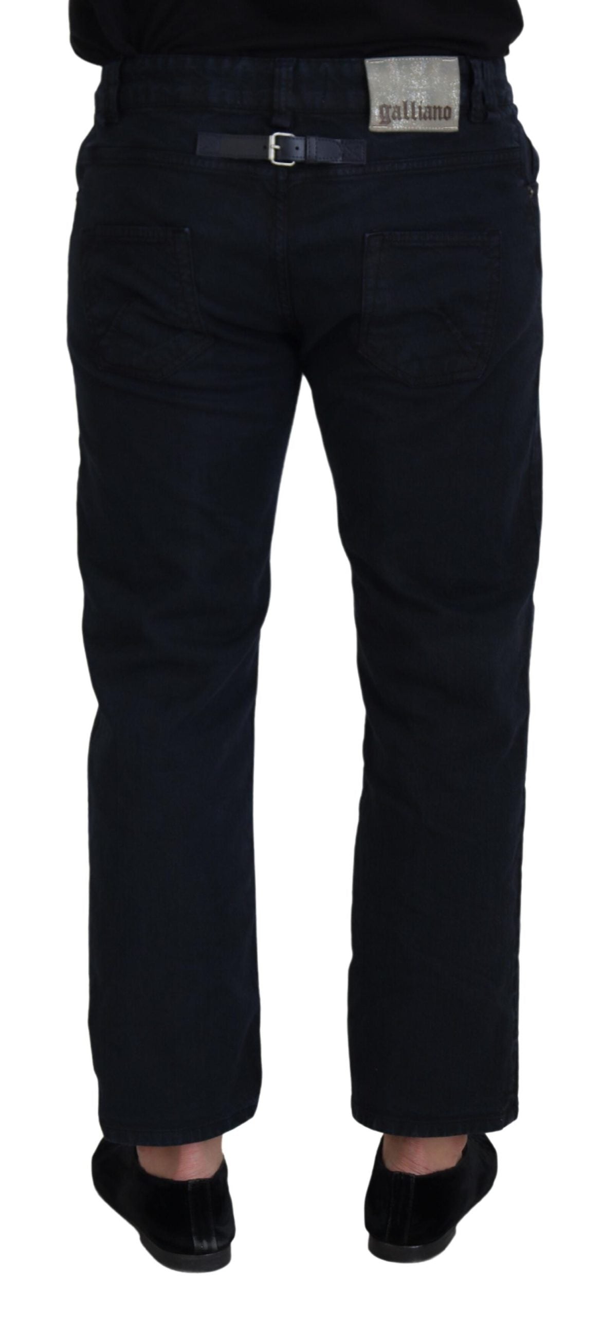 Black Cotton Back Buckle Casual Denim Jeans