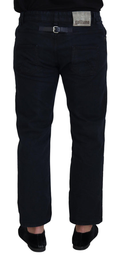 Black Cotton Back Buckle Casual Denim Jeans