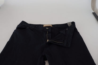 Black Cotton Back Buckle Casual Denim Jeans