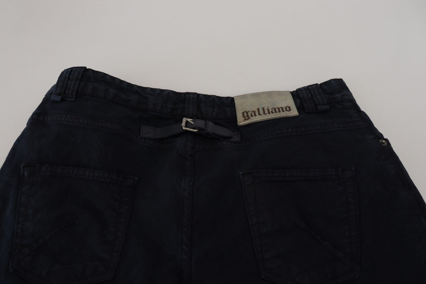 Black Cotton Back Buckle Casual Denim Jeans