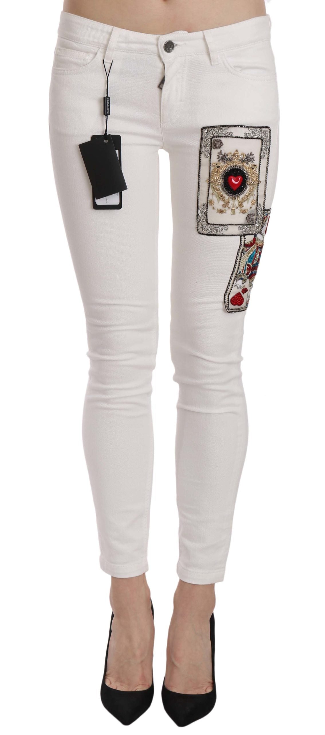 Queen Of Hearts Crystal Skinny Jeans