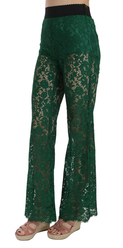 Floral Lace Green Palazzo Trouser Pants