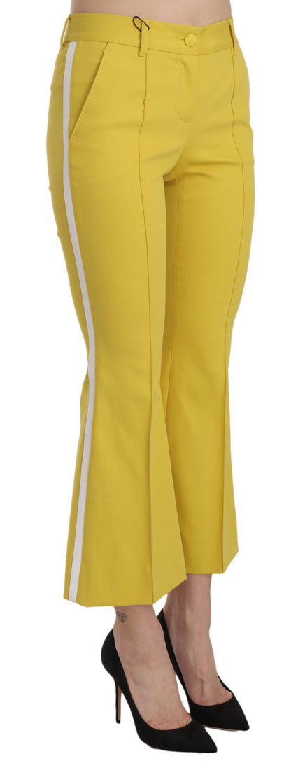 Yellow Flared Bootcut Capri Cotton Pants