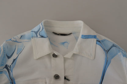 White Cotton Logo Embroidery Denim Jacket
