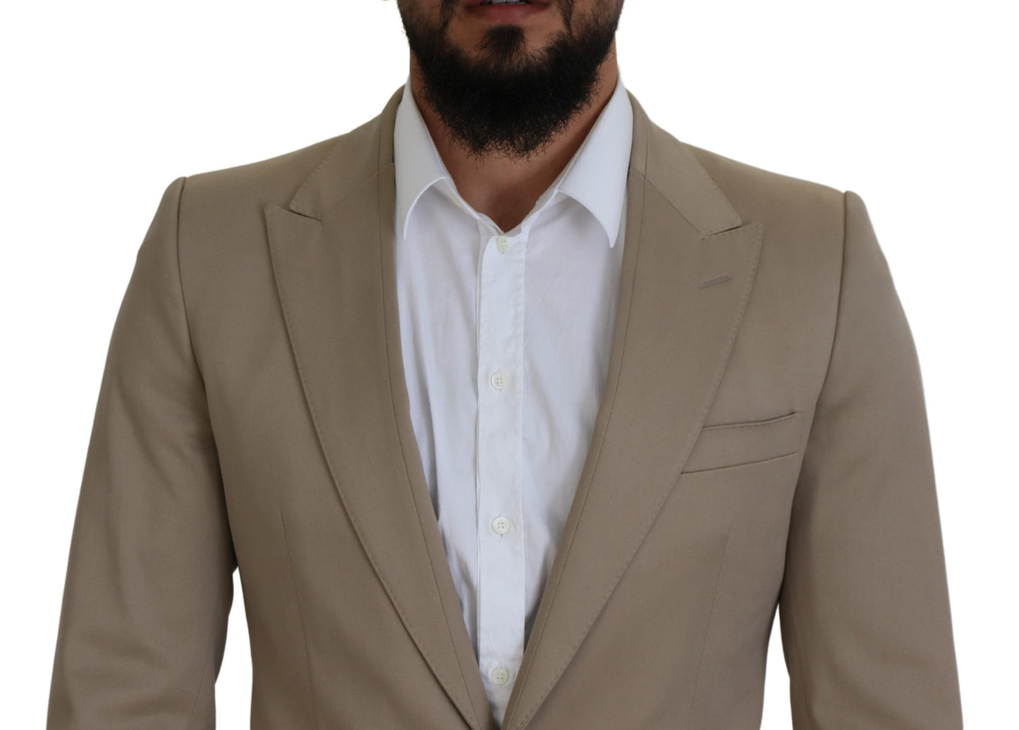 Beige Cotton Stretch Slim Jacket Blazer