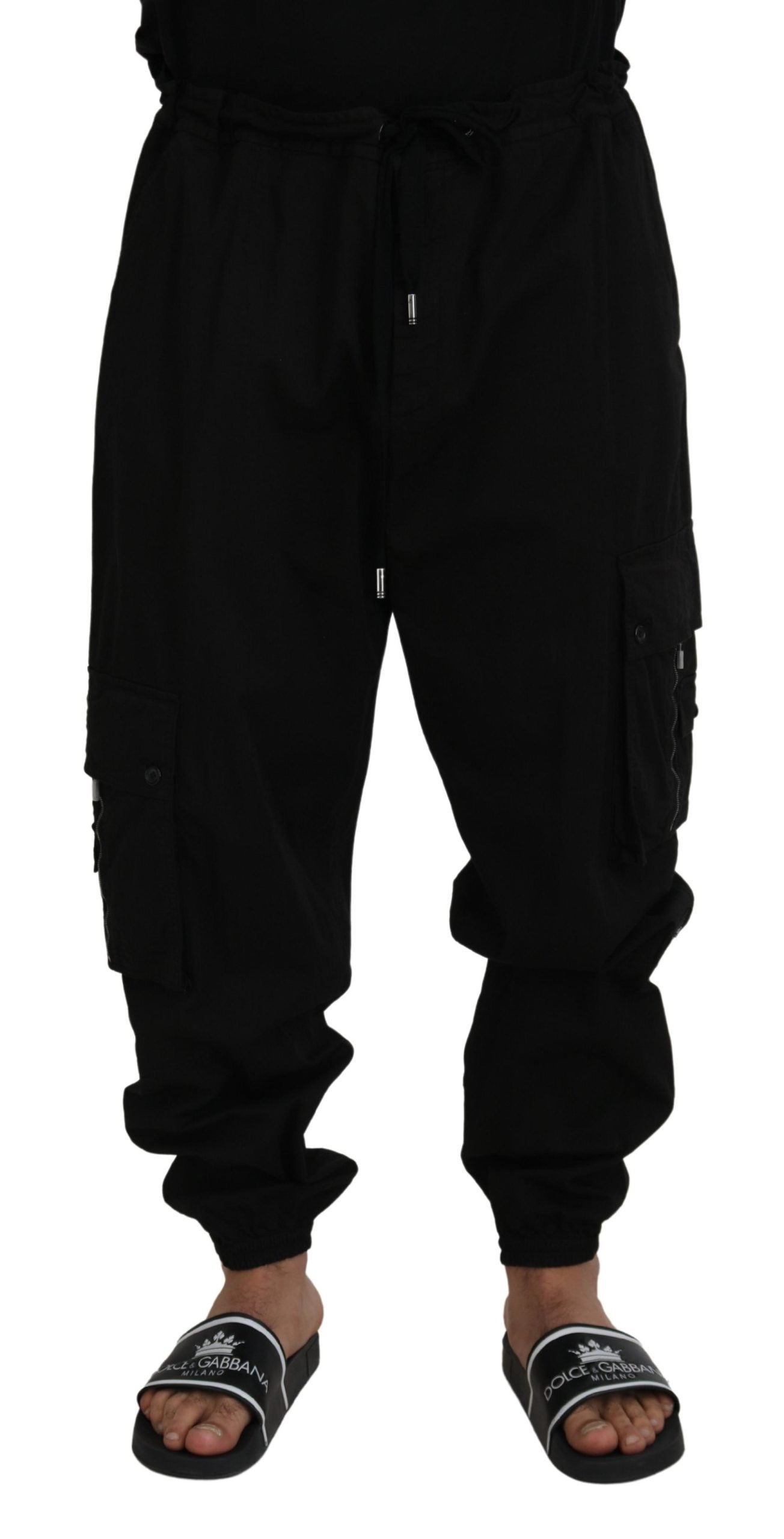Black Cotton Cargo Men Pants
