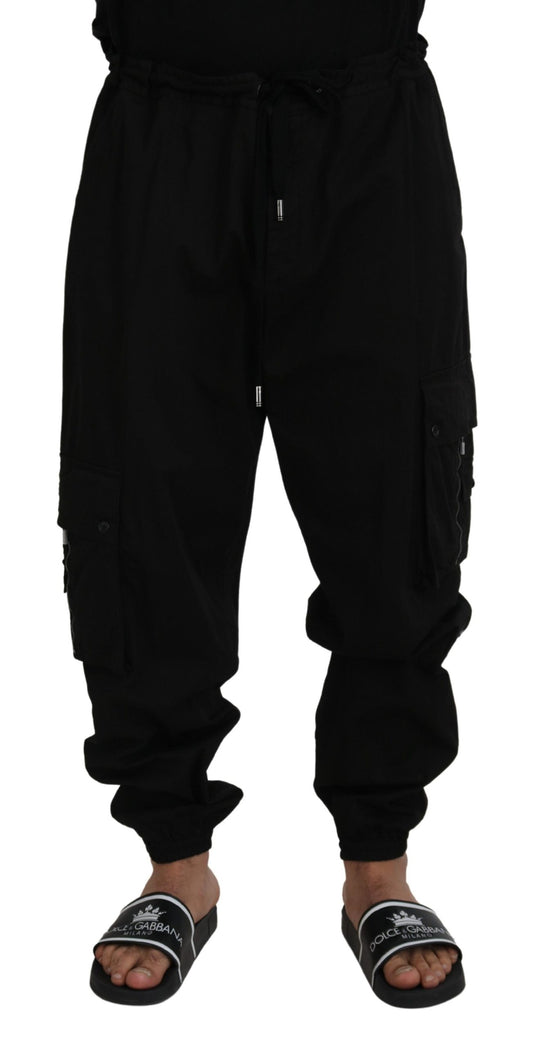 Black Cotton Cargo Men Pants