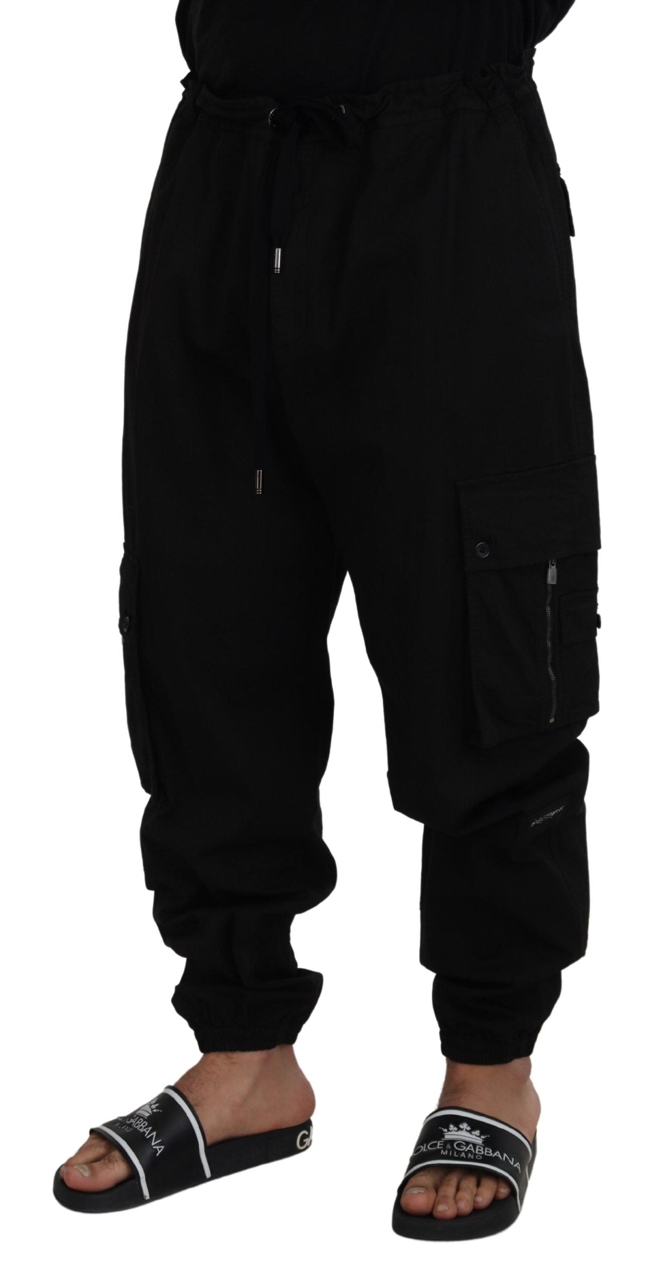 Black Cotton Cargo Men Pants