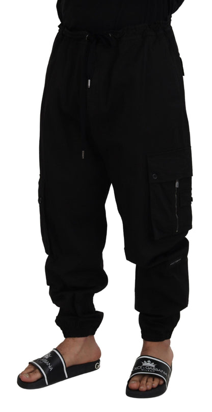 Black Cotton Cargo Men Pants