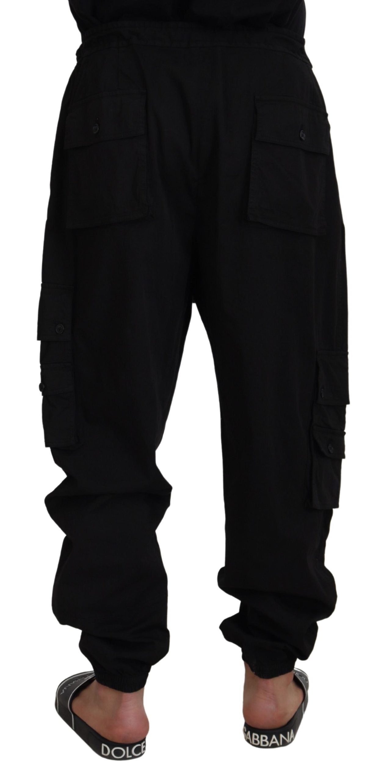 Black Cotton Cargo Men Pants