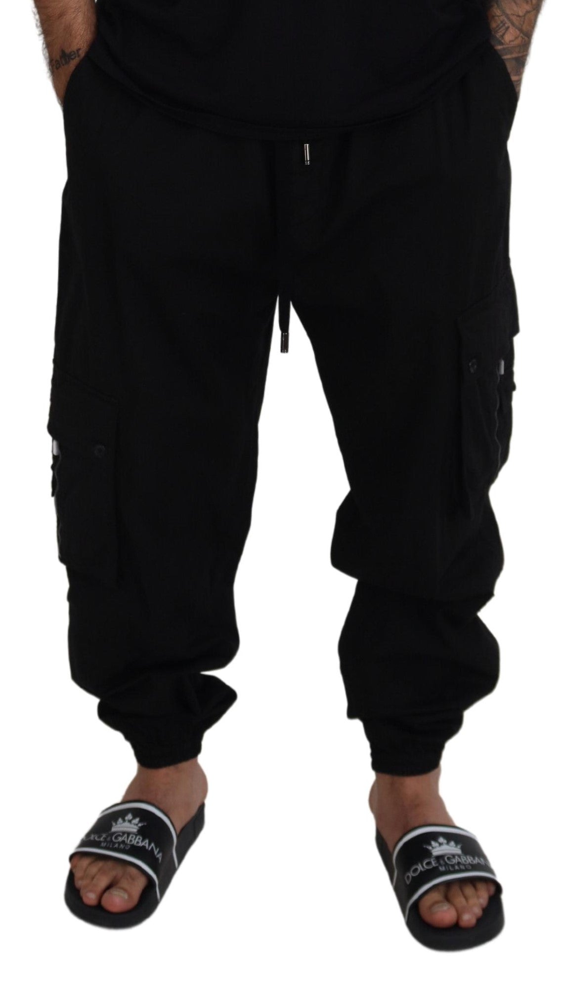 Black Cotton Cargo Men Pants