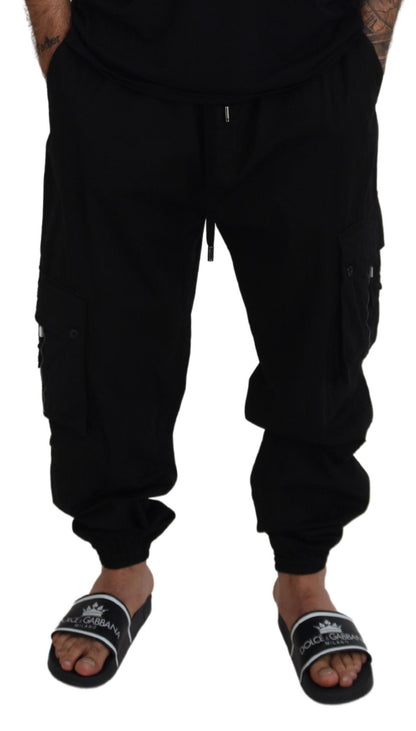 Black Cotton Cargo Men Pants