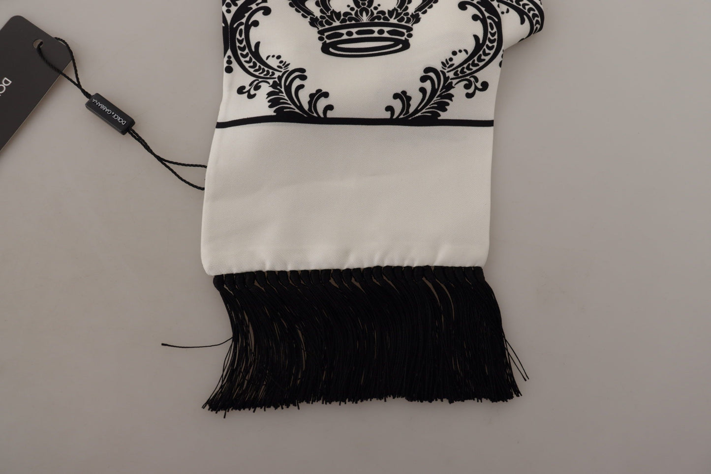 White Silk Royal Crown Mens Wrap Shawl Fringe Scarf