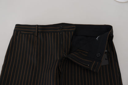 Black Brown Striped Men Formal Pants
