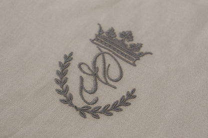 White Cashmere Silk With DG Logo Embroidery Scarf