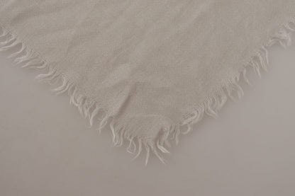 White Cashmere Silk With DG Logo Embroidery Scarf