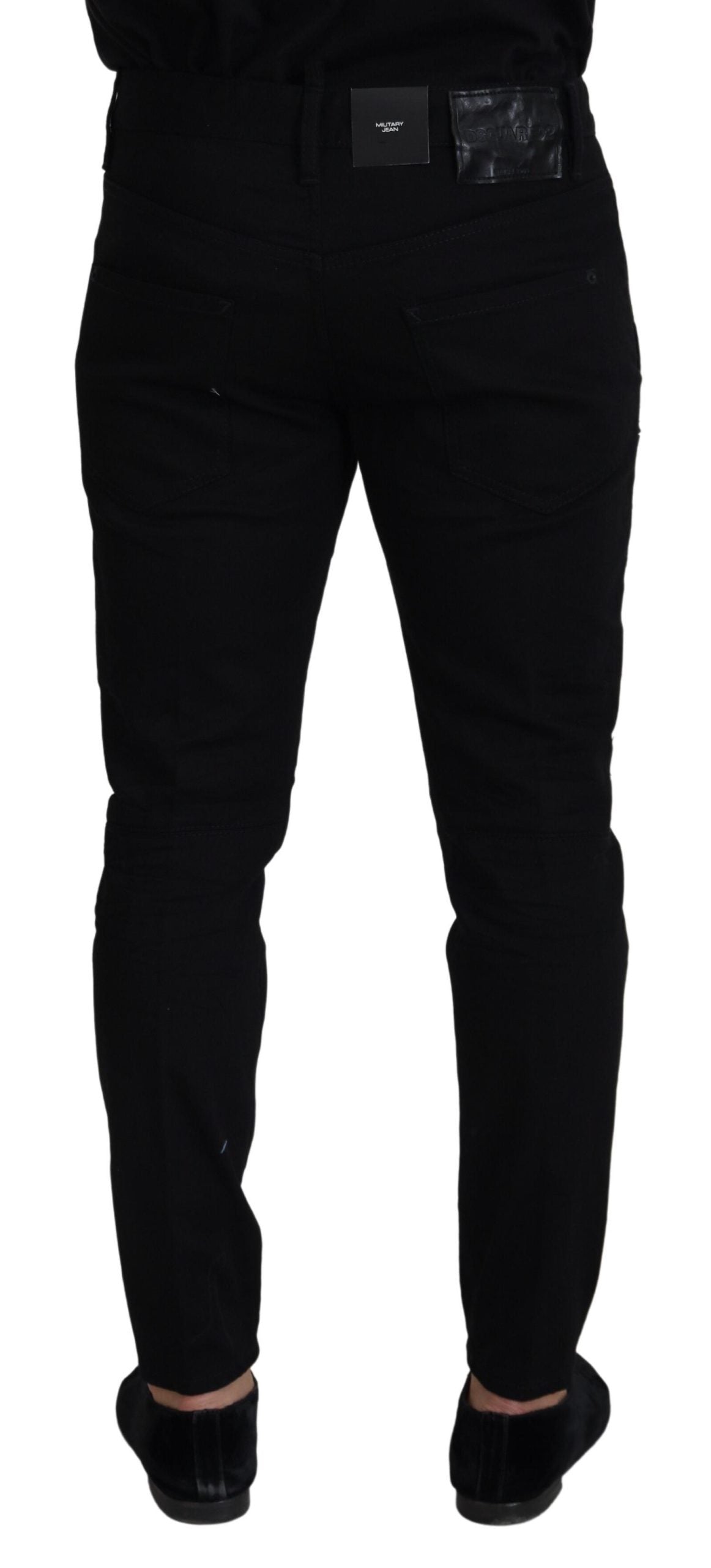 Black Cotton Zipper Design Casual Jeans