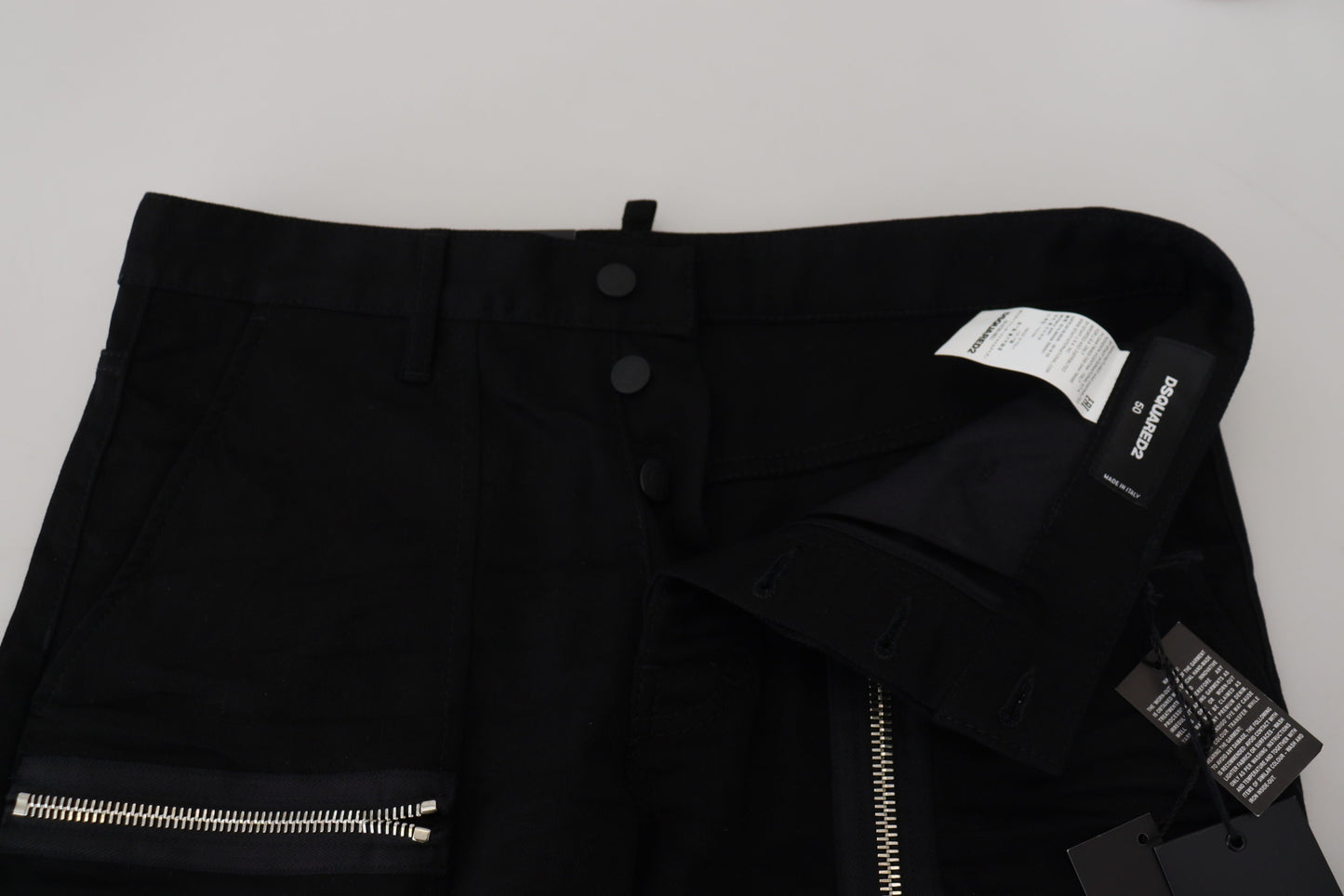 Black Cotton Zipper Design Casual Jeans
