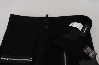 Black Cotton Zipper Design Casual Jeans