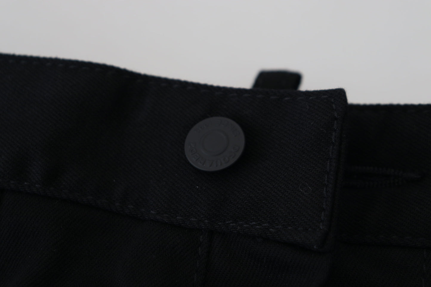 Black Cotton Zipper Design Casual Jeans