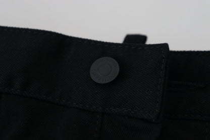 Black Cotton Zipper Design Casual Jeans